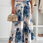 High Waist Floral Print Wide Leg Cropped Pants