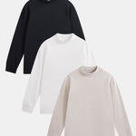 3 Pieces Basic Long Sleeve Mock Neck T-Shirt