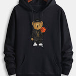 Basketball Bear Print Cotton Hoodie