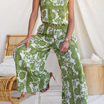 Sleeveless Buttons Detail Floral Print Top