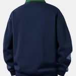 Relax Fit Ghost Drinking Coffee Print Contrast Polo Sweatshirt
