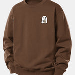 Ghost Drinking Coffee Print Relax Fit Sweatshirt
