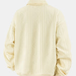 Geometric Jacquard Polo Collar Sweatshirt