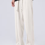 Relax Fit Long Sleeve 2 In 1 Waffle T-Shirt & Single Pleat Drawstring Straight Leg Pants