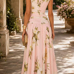 Margovil Boat Neck Sleeveless Floral Print A-line Maxi Dress