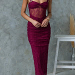 Margovil Sleeveless Twist Front Cut Out Ruched Bodycon Maxi Dress