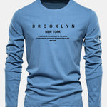 Long Sleeve NY Brooklyn Print Cotton T-Shirt