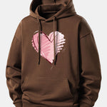 Doodle Heart Print Relax Fit Hoodie