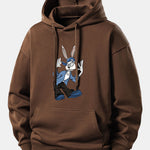 Carton Rabbit Print Relax Fit Hoodie