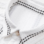 Geometric Striped Jacquard Button Up Shirt
