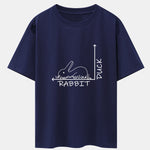 Rabbit Or Duck Optical Illusion Print Drop Shoulder Oversize T-Shirt