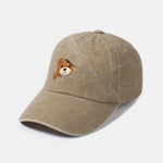 Zipper Bear Pattern Casual Washed Cotton Baseball Cap