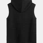 Waffle Sleeveless Hooded T-Shirt With Kangaroo Pocket