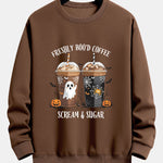 Halloween Coffee Print Relax Fit Sweatshirt