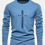Long Sleeve Paris Stripe Print Cotton T-Shirt