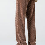 Checkerboard Textured Straight Leg Pants