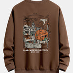 Halloween Pumpkin Town Print Relax Fit Sweatshirt
