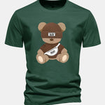 Regular Fit Stripe Bear Print Cotton T-Shirt