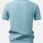 Textured Jacquard Johnny Collar Knit Polo