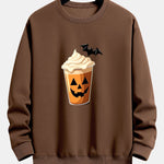 Halloween Pumpkin Drink Print Relax Fit Sweatshirt