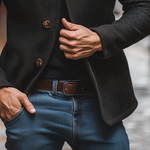 Men's Blended Stand Collar Single-breasted Slim Fit Solid Color Jacket