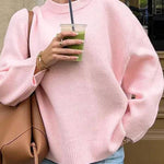 Pink Sweet Round Neck Pullover