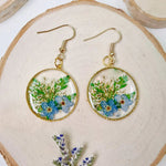 Resin Pressed Flower Earrings - Forest Forget Me Not
