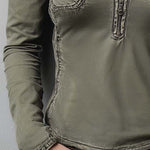 Slim Fit Western Utility Washed Green Zip-Up Top