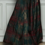 Elegant High Waist Velvet And Plaid Evening Gown With Full Skirt