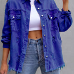 Long Sleeves Loose Fringed Pockets Lapel Outerwear