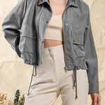 Brushed plaid lapel multi-button two-pocket midi jacket