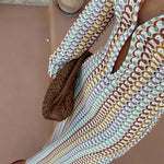 Handmade crocheted hollow low-cut V-neck slit long dress