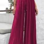 High Waist Casual Pants Drape Pleated Wide Leg Trousers