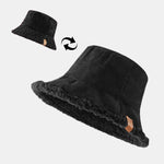 Thick And Warm Corduroy And Cashmere Splicing Multifunctional Soft Plush Bucket Cap Can Be Worn In Both Directions