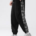 Gothic Los Angeles Print Washed Distressed Drop Shoulder T-Shirt & Corduroy Paisley Print Panel Pants