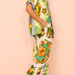 Fashion personality printed short-sleeved holiday leisure loose drawstring suit