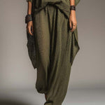 Bohemian Open-Knit Batwing Top & Wide-Leg Pants Set