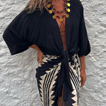 Summer Mood Satin Tie Front Relaxed Blouse