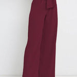 Casual fashion all-match wide-leg pants tie-up bow trousers