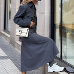 Short wool jacket with work pockets