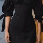 Off-Shoulder Tie-Sleeve Mini Dress