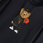 Basketball Bear Print Cotton Hoodie