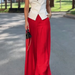 Fashion Elegant Vest & Wide Leg Pants Two-Piece Set