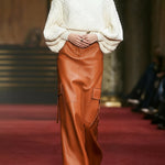 Column Pockets Solid Color Skirts Bottoms