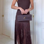 Sleeveless knitted maxi dress with tassels