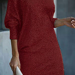 Solid Sequined Off-shoulder Loose Mini Dress