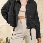 Brushed plaid lapel multi-button two-pocket midi jacket