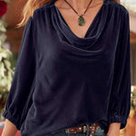 Solid Color Gold Velvet Long Sleeve Elastic Cuff Top