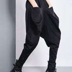 Casual Loose Split-Joint Solid Color High-Waisted Harem Pants