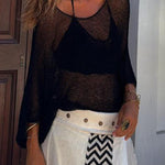 Sexy See-through Long-sleeved Beach Cover-up Top